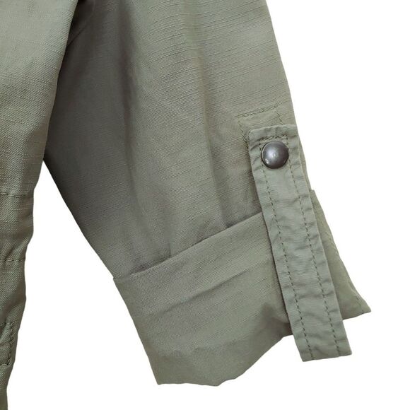 Trouve Hooded Utility Jacket Womens Small Green Oversized Full Zip Cotton - Picture 8 of 13